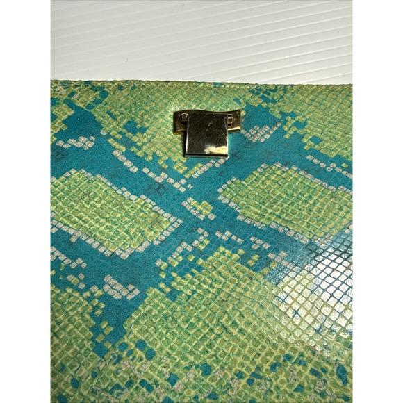 Timothy Hitsman Imatation‎ Snakeskin Handbag W Chain Spain Blue Green - Picture 11 of 11